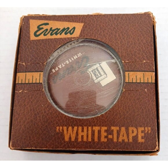 Vintage Evans White Steel Tape Measure 25 Ft. No 25W Not Used Original Packaging - Picture 1 of 9